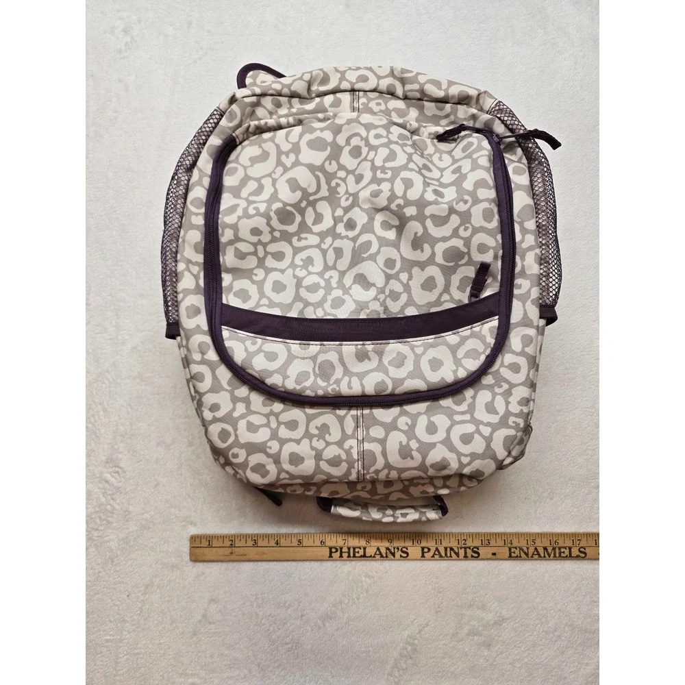 Thirty-One Camera Backpack Leopard Print Padded Dividers Purple Grey One Size